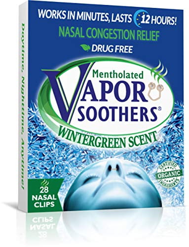 Vapor Soothers Nasal Dilator Clips, Instant Nasal Congestion Relief, Wintergreen, 28 Count, Drug-Free