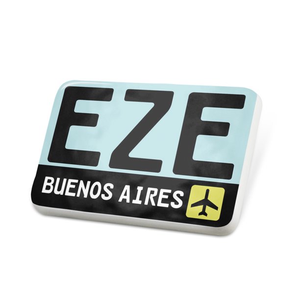 Porcelein Pin Airport code EZE / Buenos Aires country Argentina Lapel Badge NEONBLOND