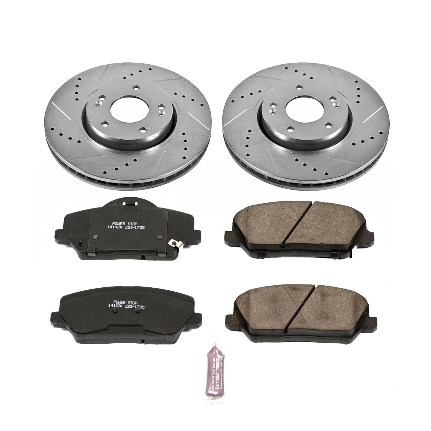 PowerStop Front Z23 Evolution Sport Carbon-Fiber Ceramic Brake Pad and Drilled & Slotted Rotor Kit Fits: KIA Select Models K6935