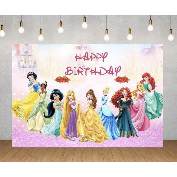 Princess backdrop, 60x40 inch princess party backdrop decoration, suitable for birthday party scene setup.