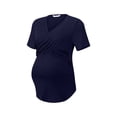 thumbnail image 3 of Enwejyy Womens Nursing Breastfeeding Short Sleeve V-Neck Solid Color Pleated Maternity T-Shirts, 3 of 5
