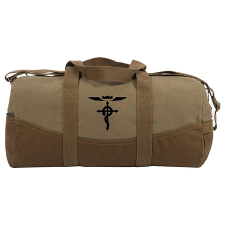 Full Metal Alchemist Cross Two Tone 19in Duffle Bag with Brown