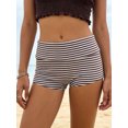 thumbnail image 5 of LMLYSoH Women's Fold Over Shorts Casual Slim Fit Stylish Striped Elastic Mid Rise Shorts, 5 of 8