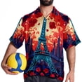 thumbnail image 4 of Eiffel Tower Valentine's Day Men's Short Sleeve Poplin Shirt, Casual Button Down Shirts, Printed Summer Beach Shirt, Unisex Casual Button Down Top, 4 of 6