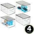 thumbnail image 2 of mDesign Deep Plastic Bathroom Storage Box, Lid/Handles, 4 Pack, Clear/Smoke Gray, 2 of 8