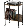 thumbnail image 2 of Vinyl Record Player Stand Table w/Wheel Storage Shelf Small End Table Book Shelf, 2 of 7