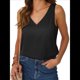 thumbnail image 2 of Blusa de Satén de Seda para Mujer, Blusa de Verano con Cuello en V, Sin Mangas, Informal, Elegante, para Negocios y Vacaciones Negro L, 2 of 6