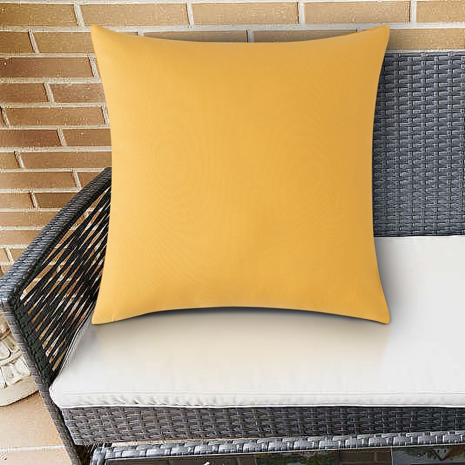 Outdoor Waterproof Pillow Cover, Solid Orange Yellow Cushion Case for Patio Furniture, Poolside Lounge Chair, Garden Bench, and Backyard Decor (3 Pcs)