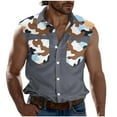 thumbnail image 3 of VBTAPA Mens Camo Shirt Casual Summer Tank Top Sleeveless Button Down Beach Shirts with Pockets Sales of Today Gray L, 3 of 6