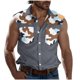 thumbnail image 1 of Camisas de Cuello para Hombres, Moda Casual Día de la Independencia Imprimir Turndown Bolsillos sin Mangas Tanque Deportivo, 1 of 5