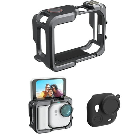 Aluminum Frame Cage with Lens Silicone Case for Insta360 GO Ultra, Metal Protective Durable Housing Case