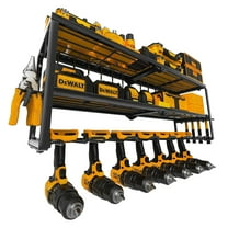 Power tool Organizer Wall Mount, 7 Drill Holder Tool Shelf, Heavy Duty Garage shelves Utility Tool Storage, 3 Layers Power tool Storage