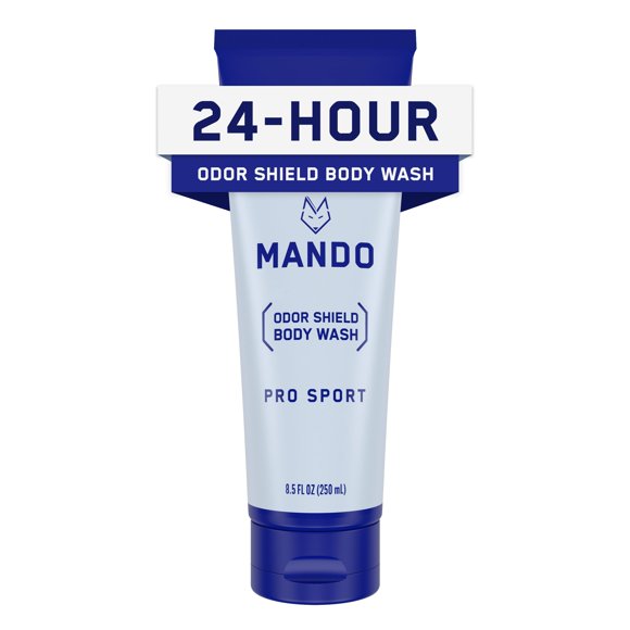 Mando Odor Shield Body Wash - Control de olores las 24 horas - Elimina el olor mejor que el jabón - Sin SLS Sin parabenos para la piel - 8.5 onzas (Pro Sport)