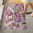 thumbnail image 6 of Toilet Rug U-Shaped Bathroom Rugs Non-Slip Soft Plush Machine Washable Contour Bath Mat Cartoon Girl and Graffiti 24x20, 6 of 9