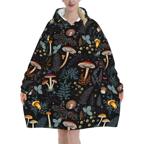 Mushroom Gifts Wearable Blanket Oversized Blanket Cozy Hoodie For Adults Sweatshirt Sweater Blanket With Pocket