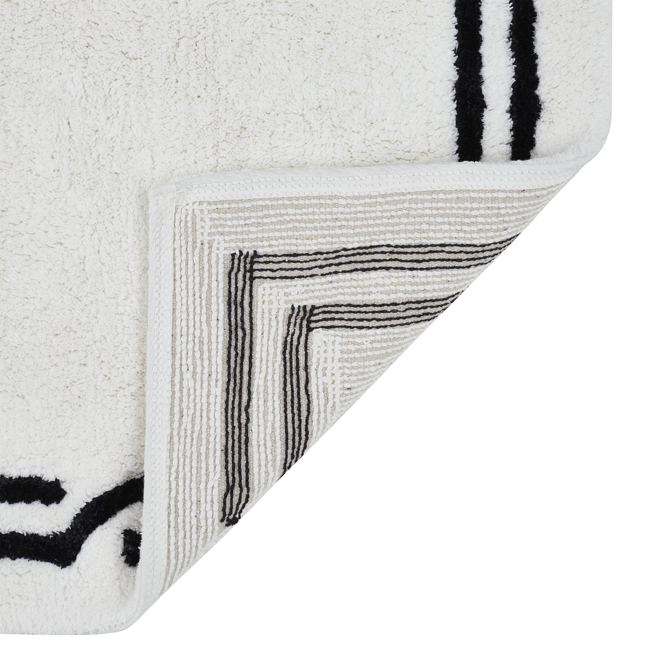 VCNY Home Border White/Black Cotton Viscose Bath Runner, 24" x 60"