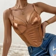 thumbnail image 5 of Elainilye Fashion Corset Tops for Women Solid Color Sexy Sleeveless Corset Bustier Corset Tank Tops Slim Sling Shapewear,Brown, 5 of 7