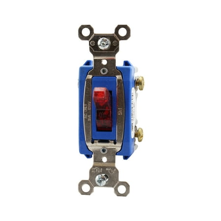 Pass & Seymour PS15AC1-RPL Extra Heavy-Duty Specification Grade Switch Back & Side Wire, Red