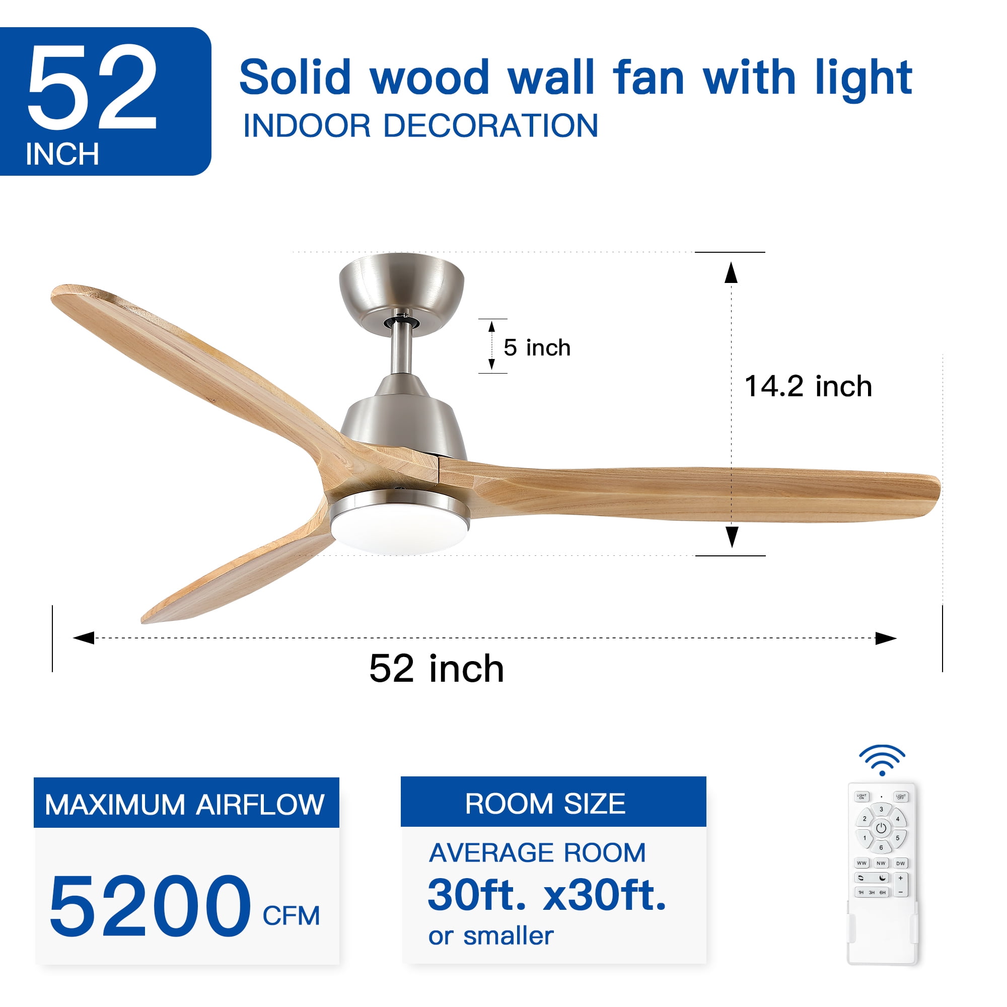 Leumius 52" Ceiling Fan with Light and Remote with Quiet DC Motor, Reversible Blades, Dimmable 3CCT LED Light for Living Room Bedroom Brushed Nickel