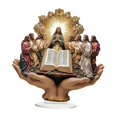 thumbnail image 2 of Letrero acrílico con escena de Jesús y la Biblia, adorno de mesa, accesorios versátiles, religioso tradicional, 7,8x8,2 pulgadas, resistente al agua, 2 of 8