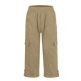 thumbnail image 6 of Cargo Pants Women Elastic Waist with Multi Pocket Capris Pants Casual Quick Dry Joggers Hiking Cropped Pants Trousers, 6 of 6