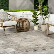 nuLOOM Deena Vintage Machine Washable Indoor/Outdoor Area Rug, 4' x 6', Deena Beige