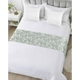 thumbnail image 5 of Green Botanical Bed Runner for Full/ Queen Size Bed, Vintage Leaf Pastoral Rustic Bedspread Protector Slipcover Bed Scarf for Foot Bed Runners & Scarves for Bedroom Hotel Wedding Room 83x20 Inches, 5 of 6