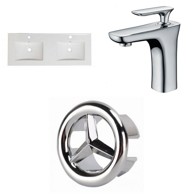 American Imaginations 48.75-in. W 3H8-in. Ceramic Top Set In White Color - Overflow Drain Incl. AI-24181