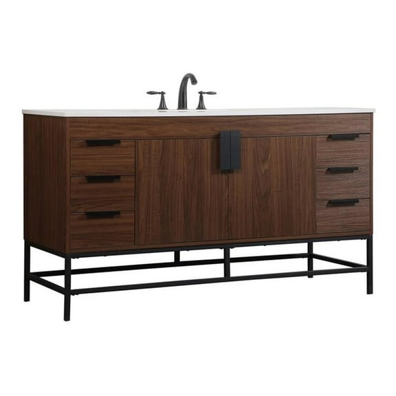 60 inch single bathroom vanity in walnut