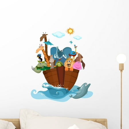 Noahs Ark Border - Noahs Ark Babys Nursery Wall Decal Mural by Wallmonkeys Vinyl Peel and Stick Graphic for Girls (18 in H x 15 in W)
