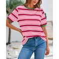 thumbnail image 6 of BTFBM Summer Tops for Women Crewneck Short Sleeve Striped T Shirts Casual Spring Clothes Color Block Basic Tee Blouses, 6 of 7