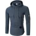 thumbnail image 1 of ORUYROP Men Winter Solid Color Side Zipper Hooded Slim Long-Sleeved Top Blouses Men Hoodie Set, 1 of 4
