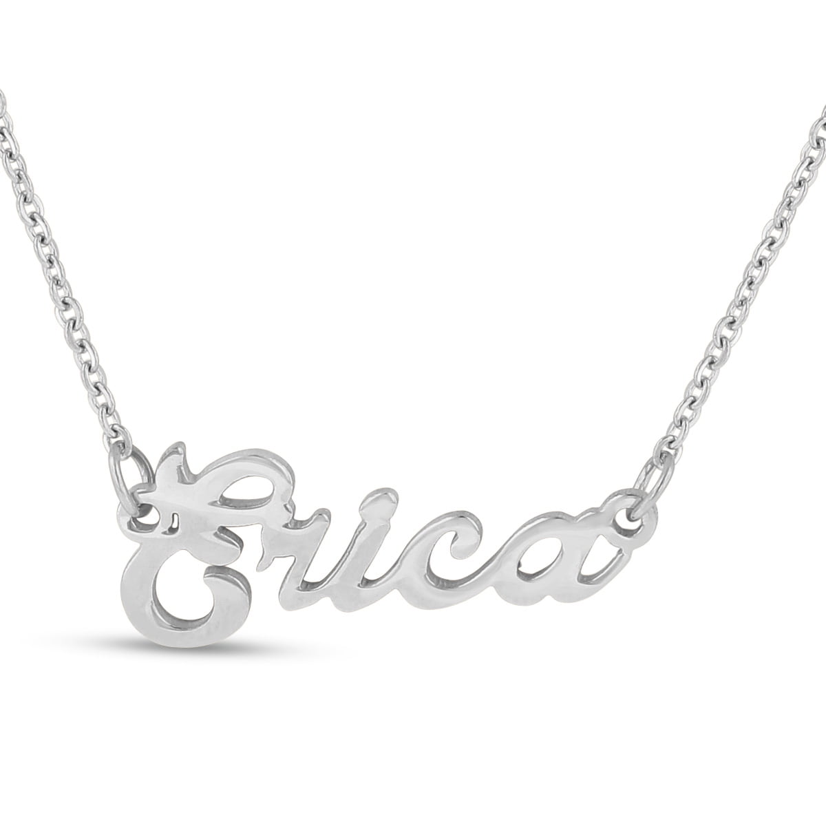 SuperJeweler Erica Nameplate Necklace in Silver, 16 inches All Names  Available for Women, Teens and Girls! - Walmart.com