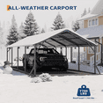 thumbnail image 3 of 11'x20'x9' Metal Carport,Steel Heavy Duty Carport for All-Weather, Outdoor Garage Car Port for Boats, Tractors, Pickup Trucks or Party, Dark Gray, 3 of 6