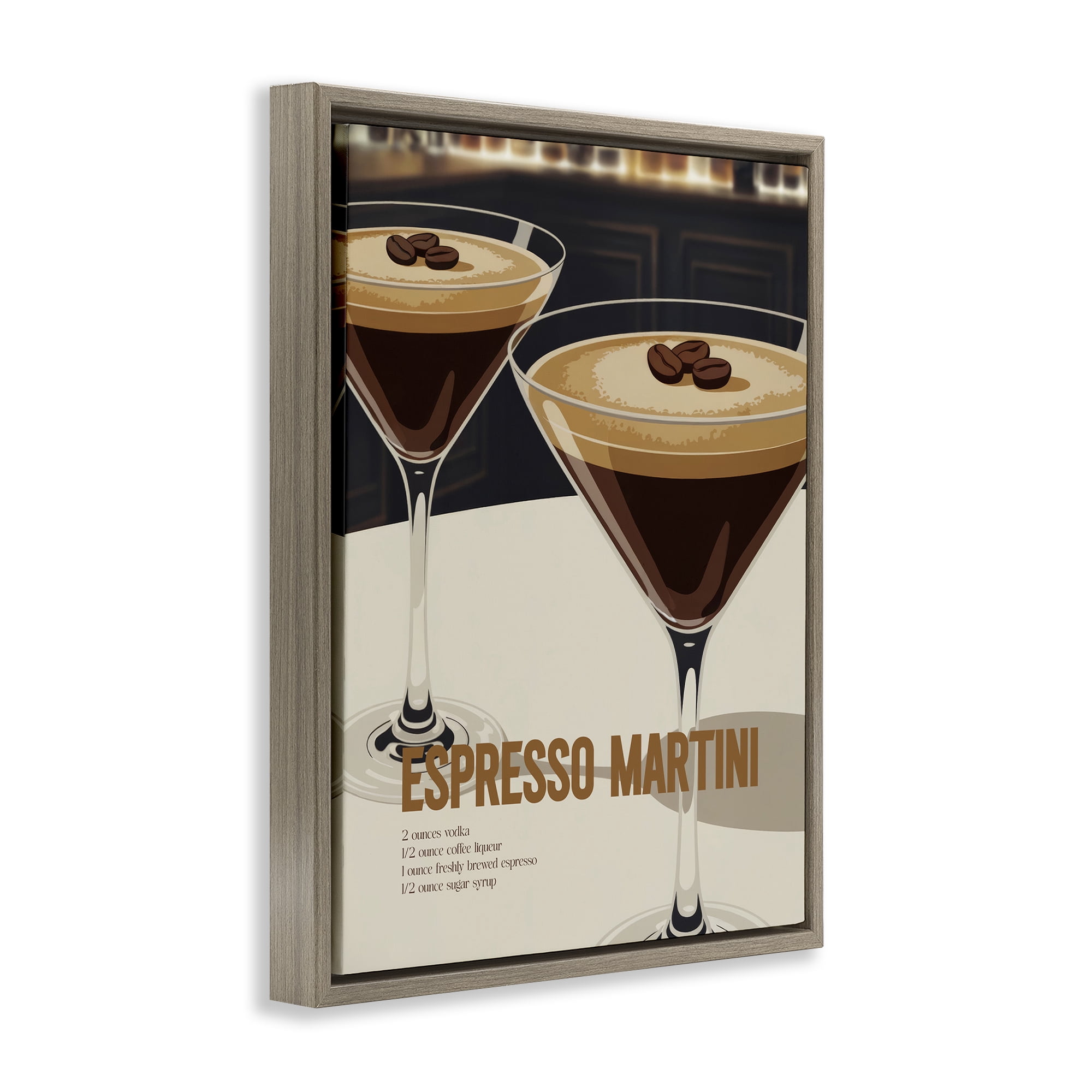 Stupell Industries Sleek Modern Espresso Martini Brown Framed Floater Canvas Wall Art, design by Andreas Magnusson