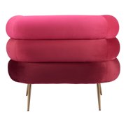 Arish Accent Chair Red Accent Chair, Modern Style, Soft and smooth velvet fabric, Steel, Indoor Living