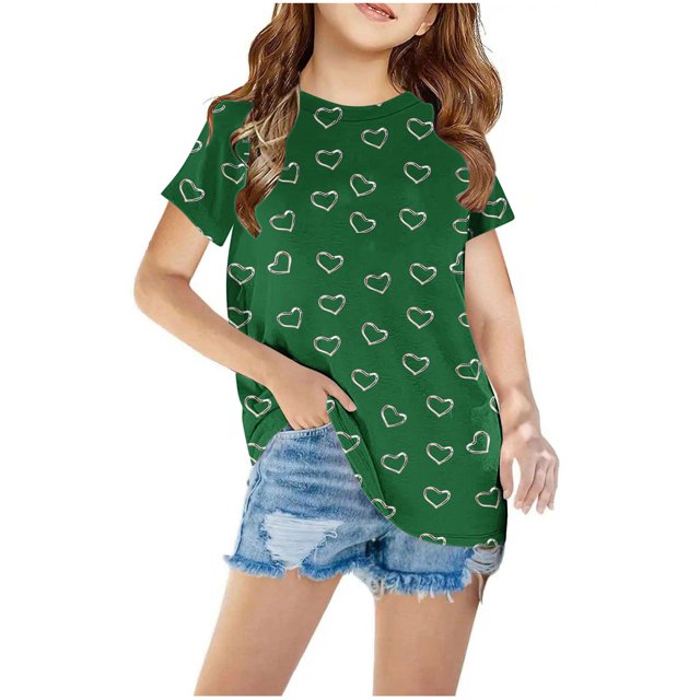 COM1950s Shorts pour Filles, Crop Tops Mignons, T-Shirts pour Enfants Manches Courtes T-Shirt Graphique Col Rond Crop Top pour 3-14 Ans Filles et Garçons T-Shirt Tee, Crop Tops pour Enfants, Shorts Garçon Tout-Petit