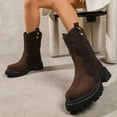 thumbnail image 2 of Dakaela Bottes Western Mi-Mollet pour Femmes à Bout Rond à Plateforme Bottines Chelsea à la Cheville Chaussures d'Hiver Plissées Habillées, 2 of 8