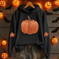thumbnail image 2 of XIYON Hoodies For Women Halloween Pumpkin Print Hooded Sweatshirt With Front Pockets For Fall Winter Cozy Long Sleeve Pullover Travel Going Out, 2 of 5