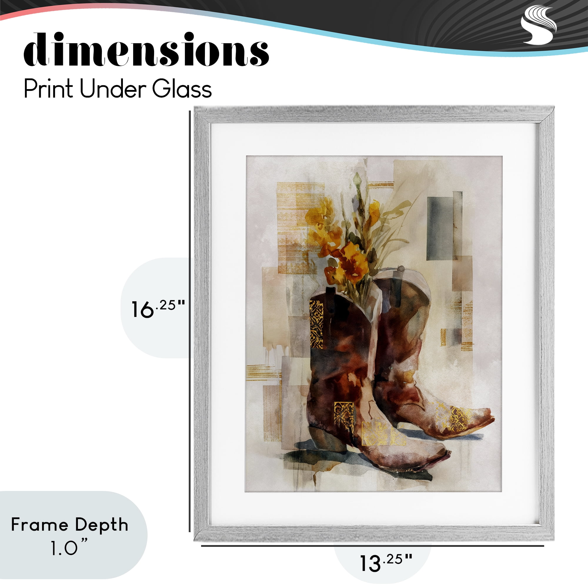 Stupell Industries Western Roots & Blooms Gray Framed Print Under Glass, design by Svetlana Aleynikova