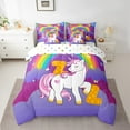 thumbnail image 2 of Erosebridal Magical Unicorn Bedding Sets Twin Size, Initial Letter Z Comforter Sets with Sheets, Cartoon Rainbow Reversible Bedding Twin Size, Microfiber Room Decorative, 7pcs, 2 of 7