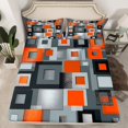 thumbnail image 2 of Homewish Classic Geometric Checkered Queen Sheet Sets,Modern Abstract Buffalo Flat Sheet,Orange Gray Queen Fitted Sheet For Adults,Breathable Home Decor,4 Pieces, 2 of 7