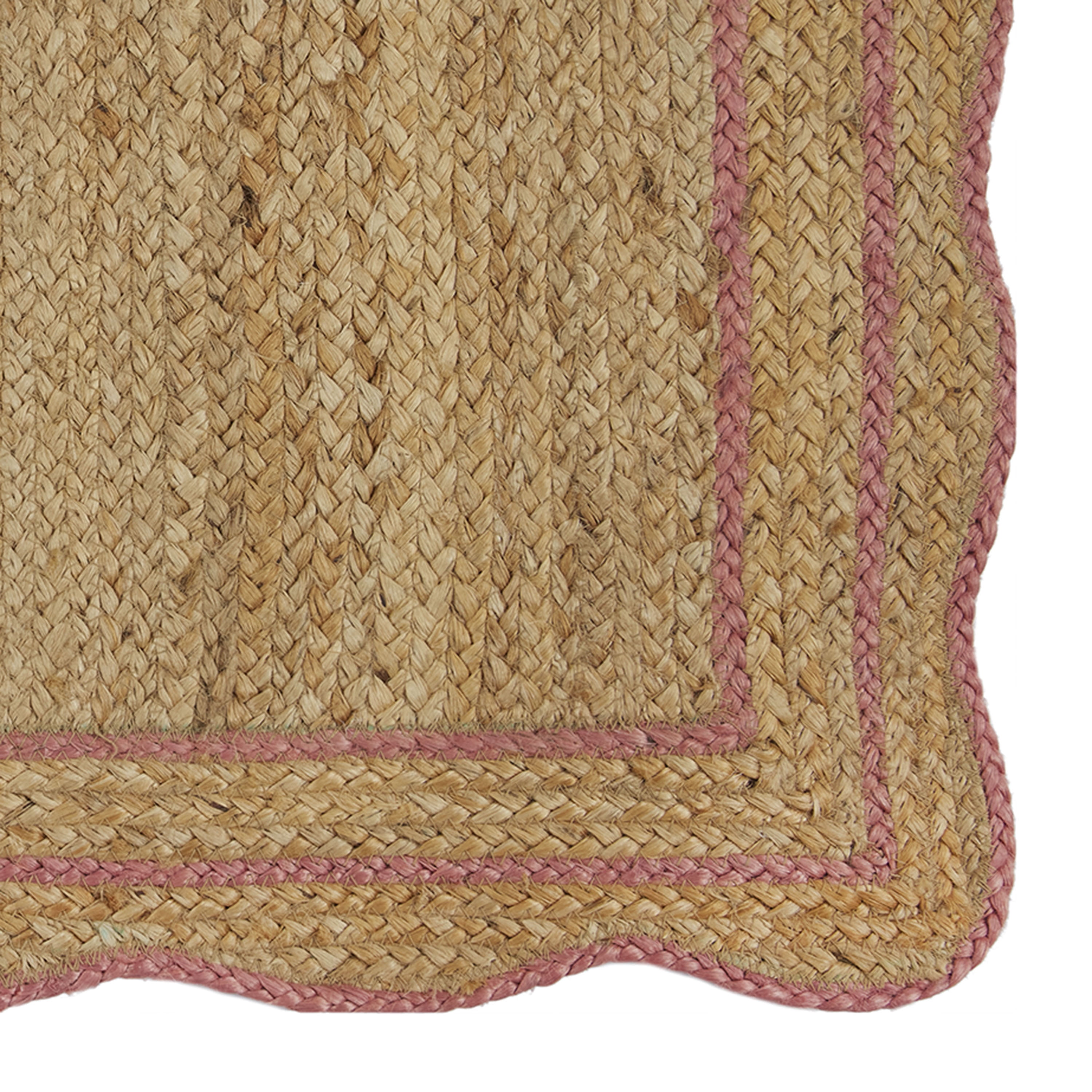 The Pioneer Woman 100% Jute Scallop Kitchen Rug, Natural & Coral, 20" x 34"