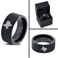 thumbnail image 4 of Tungsten Texas The Lone Star State Band Ring 9mm Men Women Comfort Fit Black Flat Cut Brushed Polished, 4 of 4