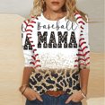 thumbnail image 1 of T-shirt Imprimé pour Femmes Blouse à Manches 3/4 Col Rond Hauts Décontractés, 1 of 1