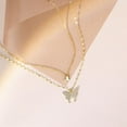 thumbnail image 4 of Nouveau Collier Double Papillon Brillant pour Dames Chaîne Clavicule Double Couche, 4 of 7
