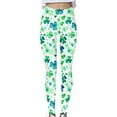 thumbnail image 3 of DDAPJ pyju St Patricks Day Leggings for Women Green Clover Yoga Pants Womens Workout Legging Irish Tights for Parties and Festival on Clearance Light Green L, 3 of 6
