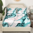 thumbnail image 3 of Marble Bed Sheets Set Stone Pattern Fluid Sheets Watercolor Marbling Texture Sheet Set Modern Abstract Art Bed Set Queen Size,Pink Blue, 3 of 7