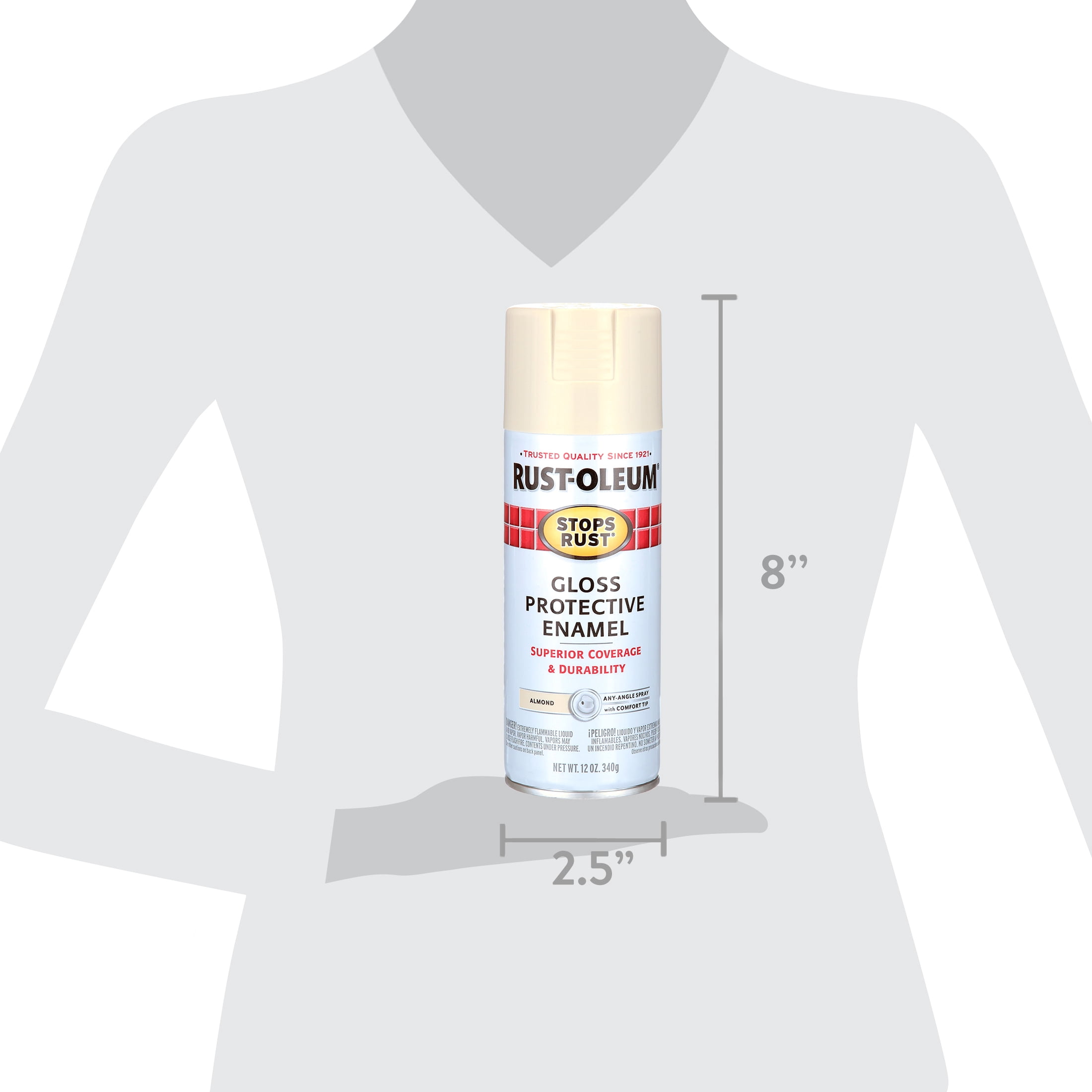 Almond, Rust-Oleum Stops Rust Gloss Protective Enamel Spray Paint-7770830, 12 oz