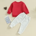 thumbnail image 3 of Bagilaanoe 2Pcs Toddler Baby Girl Valentine's Day Clothes Letter Print Long Sleeve Sweatshirt Tops + Sweatpants 6M 12M 18M 24M 3T Kids Pants Set, 3 of 8
